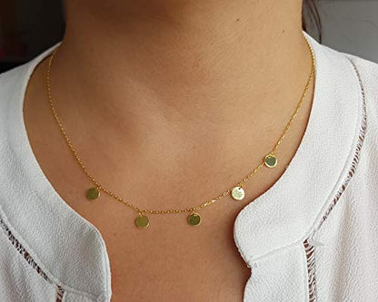 MYSTIC JEWELS By Dalia - 925 Sterling Silver Necklace, Choker for Women with 5 6mm Circles (Golden)