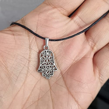 MYSTIC JEWELS - Hand of Fatima (Hamsa) pendant for good luck and evil eye, women and men, gift (Model 2)