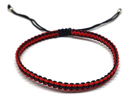 MYSTIC JEWELS - Macrame Bracelet - Thread Kabbalah with 2 colors, Amulet, Evil Eye protection, Good Luck, Good Luck (Red - Black)