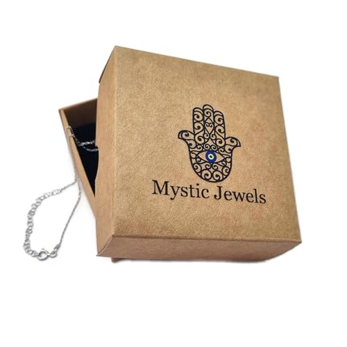 MYSTIC JEWELS By Dalia - Round 925 Sterling Silver Necklace, evil eye with cubic and enameled zirconia, gift for women