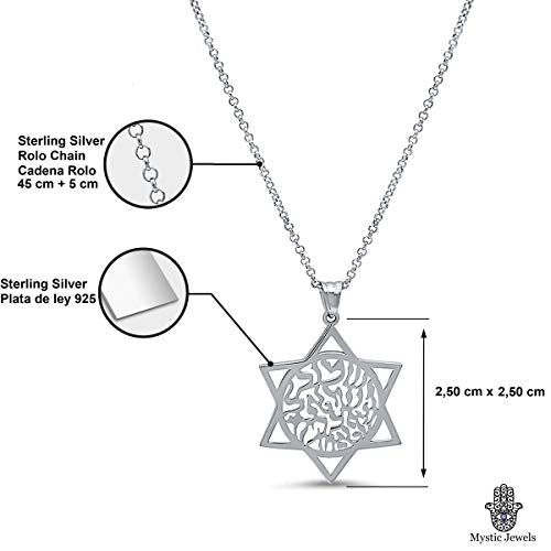 MYSTIC JEWELS by Dalia - Star of David and Shema Israel Hebrew Prayer Necklace
