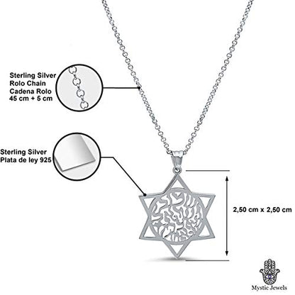 MYSTIC JEWELS by Dalia - Star of David and Shema Israel Hebrew Prayer Necklace
