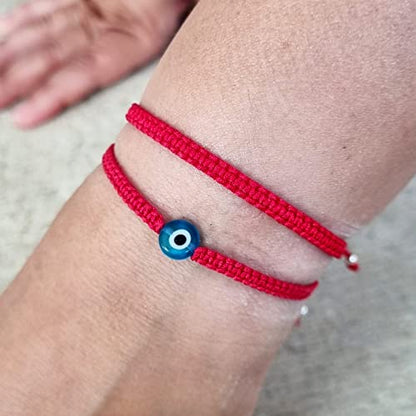 MYSTIC JEWELS by Dalia - 7 knots Red Thread Bracelet - Adjustable protection and evil eye bracelet, lucky amulet, handmade, unisex (Model 4)