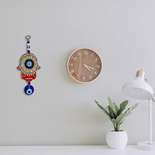 MYSTIC JEWELS - Hamsa of the Hand of Fatima in wood with Turkish eye for Good Luck and Energy at Home (Color 6)