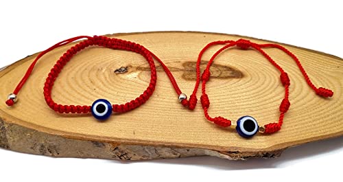 MYSTIC JEWELS by Dalia - 7 knots Red Thread Bracelet - Adjustable protection and evil eye bracelet, lucky amulet, handmade, unisex (Model 5)