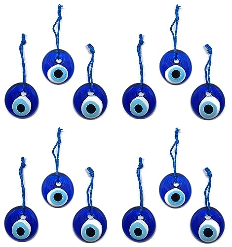 Turkish eye to hang, crystal against blue evil eye, for good luck, 4cm in diameter with hole and thread, nazar boncuk, evil eye (12)