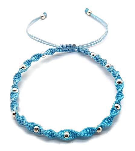 MYSTIC JEWELS - Colorful Thread Kabbalah Bracelet with Balls, Amulet, Evil Eye Protection, Good Luck, Good Luck (Turquoise)