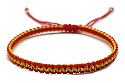 MYSTIC JEWELS - Macrame Bracelet - Thread Kabbalah with 2 colors, Amulet, Evil Eye protection, Good Luck, Good Luck (Red - Yellow)