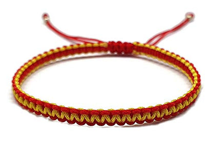 MYSTIC JEWELS - Macrame Bracelet - Thread Kabbalah with 2 colors, Amulet, Evil Eye protection, Good Luck, Good Luck (Red - Yellow)