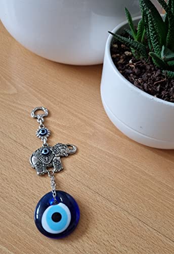 MYSTIC JEWELS - Turkish Eye Elephant Amulet to Hang at Home, Good Luck, Protection