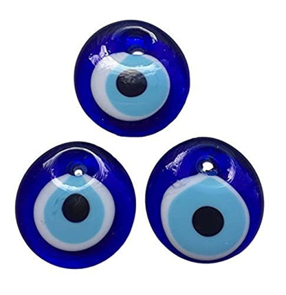 3 Turkish eyes to hang - crystal against the blue and white evil eye and for good luck, 4 cm diameter with hole