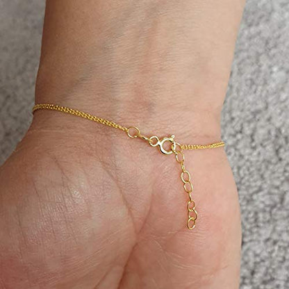 MYSTIC JEWELS by Dalia - Fatima Hand and Turkish Eye Enameled Bracelet - Double Chain - 925 Sterling Silver - Minimalist (Golden)