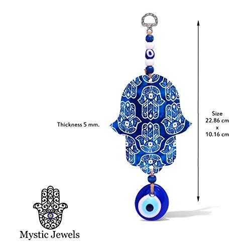 MYSTIC JEWELS - Hamsa of the Hand of Fatima in wood with Turkish eye for Good Luck and Energy at Home (Color 1)