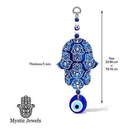 MYSTIC JEWELS - Hamsa of the Hand of Fatima in wood with Turkish eye for Good Luck and Energy at Home (Color 1)