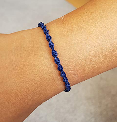 MYSTIC JEWELS - Rotating Macrame Bracelet - Colorful Thread Kabbalah, Amulet, Evil Eye Protection, Good Luck, Good Luck (Blue)
