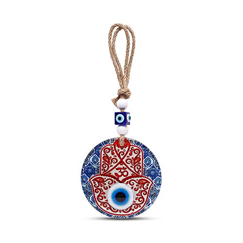 MYSTIC JEWELS - Hamsa of the Hand of Fatima in Crystal with Turkish Eye for Good Luck at Home (Model 1)