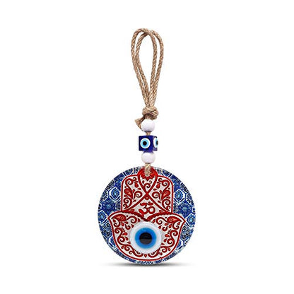 MYSTIC JEWELS - Hamsa of the Hand of Fatima in Crystal with Turkish Eye for Good Luck at Home (Model 1)