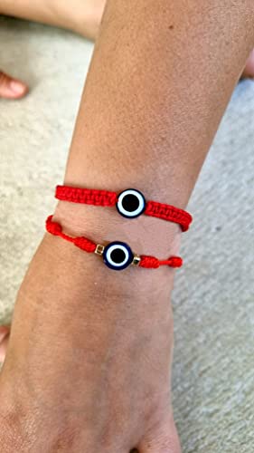 MYSTIC JEWELS by Dalia - 7 knots Red Thread Bracelet - Adjustable protection and evil eye bracelet, lucky amulet, handmade, unisex (Model 5)