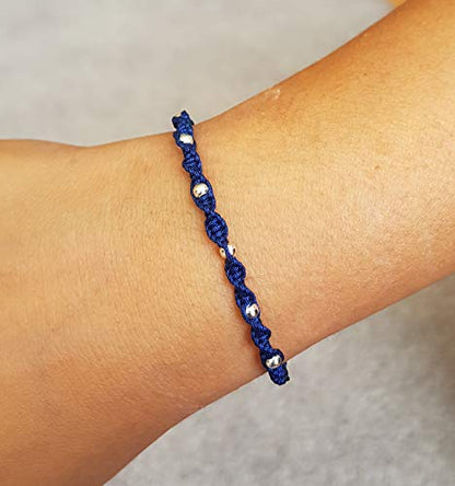 MYSTIC JEWELS - Colorful Thread Kabbalah Bracelet with Balls, Amulet, Evil Eye Protection, Good Luck, Good Luck (Blue)