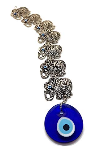 MYSTIC JEWELS - Seven Elephants with Turkish Eye for Good Luck (Model 3)