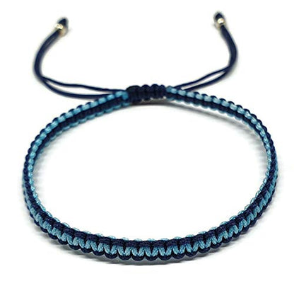 MYSTIC JEWELS - Macrame Bracelet - Thread Kabbalah with 2 colors, Amulet, Evil Eye protection, Good Luck, Good Luck (Navy Blue - Turquoise)