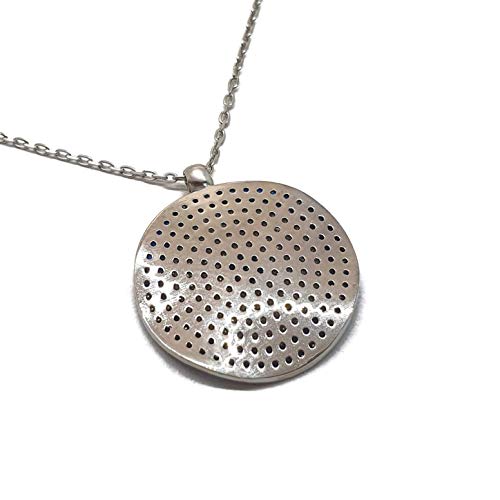 MYSTIC JEWELS by Dalia - 925 Sterling Silver Blue Round Turkish Eye Pendant Necklace with Cubic Zirconia (Silver)