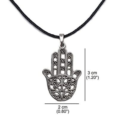 MYSTIC JEWELS - Hand of Fatima (Hamsa) pendant for good luck and evil eye, women and men, gift (Model 1)