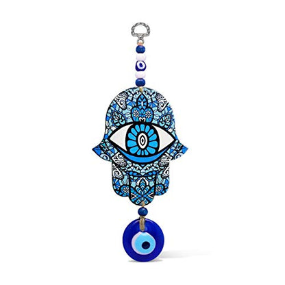 MYSTIC JEWELS - Hamsa of the Hand of Fatima in wood with Turkish eye for Good Luck and Energy at Home (Color 4)