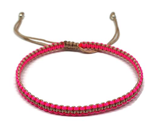 MYSTIC JEWELS - Macrame Bracelet - Thread Kabbalah with 2 colors, Amulet, Evil Eye protection, Good Luck, Good Luck (Fuchsia - Beige)