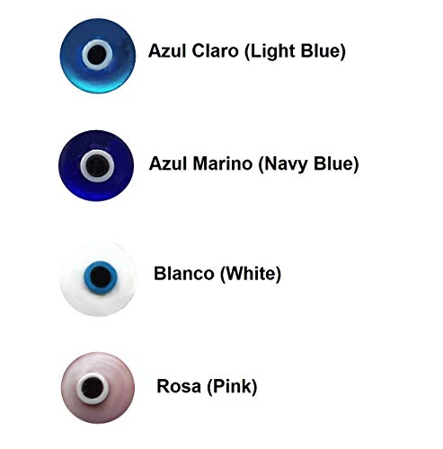 MYSTIC JEWELS By Dalia - Small Turkish Evil Eye Crystal Earrings - 925 Sterling Silver (Light Blue)
