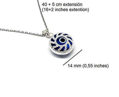 MYSTIC JEWELS by Dalia - Crystal and 925 Sterling Silver Evil Eye Necklace - Turkish Eye (Round)