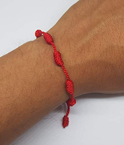 MYSTIC JEWELS By Dalia - Kabbalah bracelet - 7 knots red thread cord - unisex - adjustable - evil eye protection, good luck, good luck