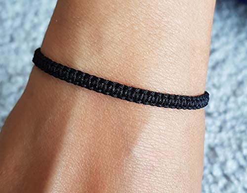 MYSTIC JEWELS - Red Thread Kabbalah Bracelet, Amulet, Evil Eye Protection, Good Luck, Good Luck (Black)