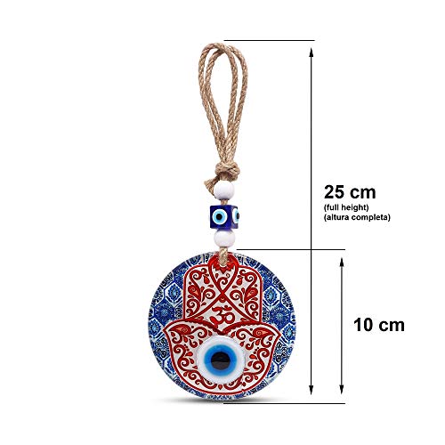 MYSTIC JEWELS - Hamsa of the Hand of Fatima in Crystal with Turkish Eye for Good Luck at Home (Model 1)