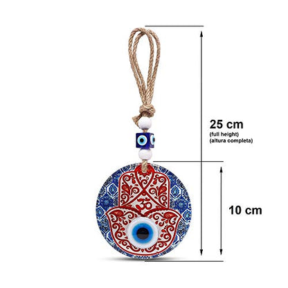 MYSTIC JEWELS - Hamsa of the Hand of Fatima in Crystal with Turkish Eye for Good Luck at Home (Model 1)