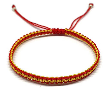 MYSTIC JEWELS - Macrame Bracelet - Thread Kabbalah with 2 colors, Amulet, Evil Eye protection, Good Luck, Good Luck (Red - Yellow)