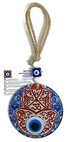 MYSTIC JEWELS - Hamsa of the Hand of Fatima in Crystal with Turkish Eye for Good Luck at Home (Model 1)