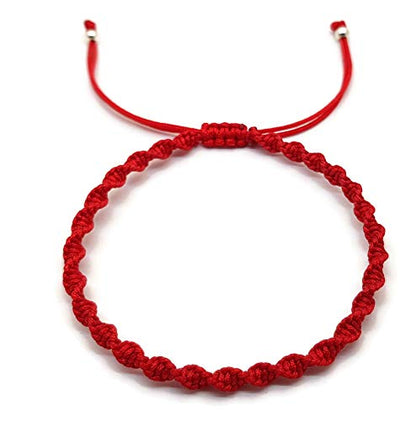 MYSTIC JEWELS - Rotating Macrame Bracelet - Colorful Thread Kabbalah, Amulet, Evil Eye Protection, Good Luck, Good Luck (Red)