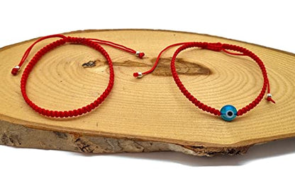MYSTIC JEWELS by Dalia - 7 knots Red Thread Bracelet - Adjustable protection and evil eye bracelet, lucky amulet, handmade, unisex (Model 4)
