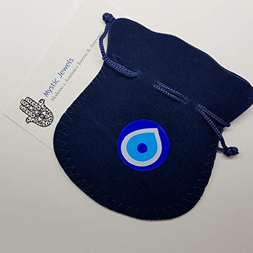 MYSTIC JEWELS - Round Turkish Eye Keychain in Steel - size 9 x 3 cm