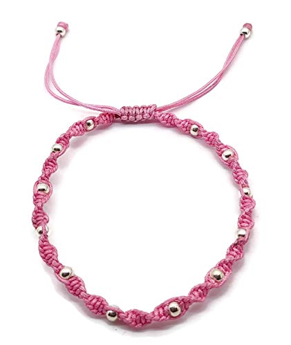MYSTIC JEWELS - Colorful Thread Kabbalah Bracelet with balls, amulet, evil eye protection, good luck, good luck (Pink)