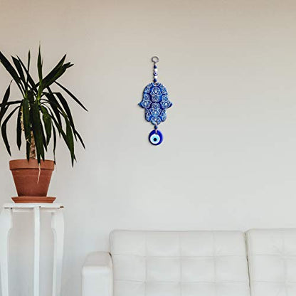 MYSTIC JEWELS - Hamsa of the Hand of Fatima in wood with Turkish eye for Good Luck and Energy at Home (Color 1)