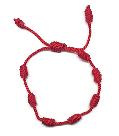 MYSTIC JEWELS By Dalia - Kabbalah bracelet - 7 knots red thread cord - unisex - adjustable - evil eye protection, good luck, good luck