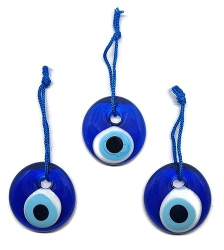 Turkish eye to hang, crystal against blue evil eye, for good luck, 4cm in diameter with hole and thread, nazar boncuk, evil eye (3)