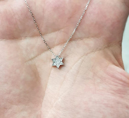 MYSTIC JEWELS By Dalia - 925 Sterling Silver Star of David Pendant - Rhodium plated and with zircons - small, elegant and minimalist to give as a gift