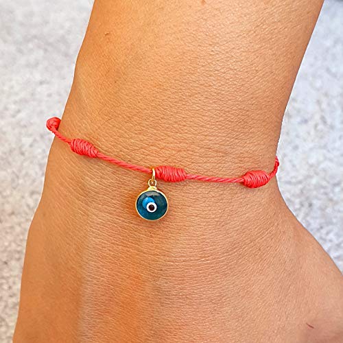 Bracciale Kabbalah Rosso Con 7 Nodi E Occhiello In Argento 925 Placcato Oro – MYSTIC JEWELS By Dalia – Amuleto Protezione Malocchio, Unisex - 2