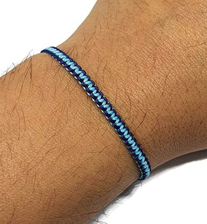 MYSTIC JEWELS - Macrame Bracelet - Thread Kabbalah with 2 colors, Amulet, Evil Eye protection, Good Luck, Good Luck (Navy Blue - Turquoise)