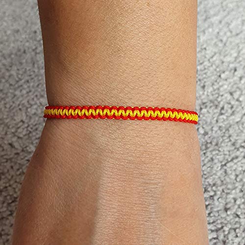 MYSTIC JEWELS - Macrame Bracelet - Thread Kabbalah with 2 colors, Amulet, Evil Eye protection, Good Luck, Good Luck (Red - Yellow)