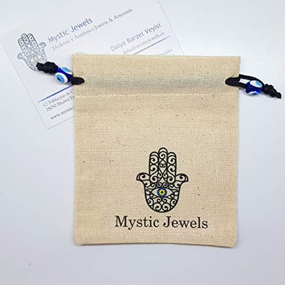 Mystic Jewels - 925 Sterling Silver Turkish Eye Pendant Necklace - Round with Cubic Zirconia - Gold Plated