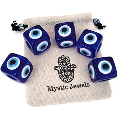 5 Units - Turkish Eyes for Hanging - plastic against the Blue and White Evil Eye, Lucky Amulet, Wall Decoration (Cube)